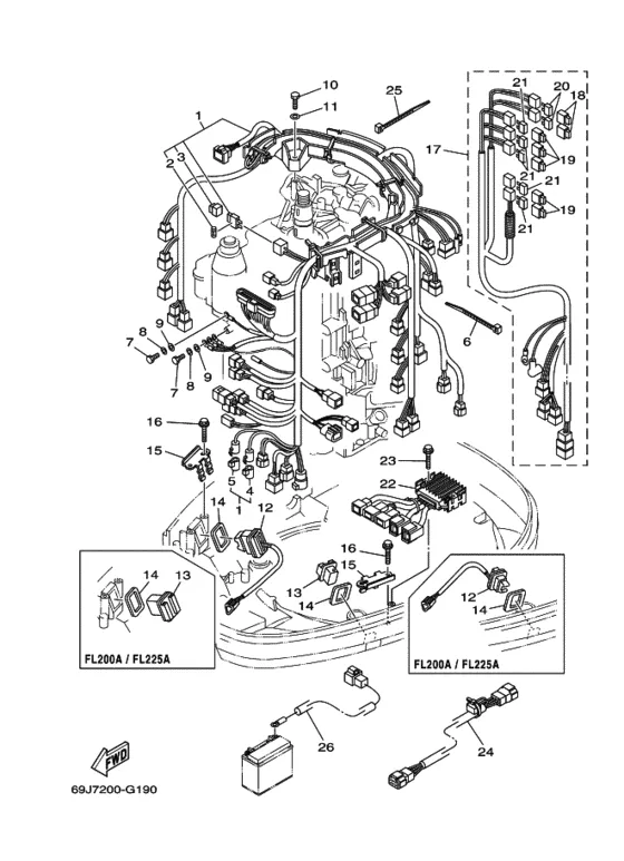 Электрооборудование 3 для Yamaha F225 ETX
