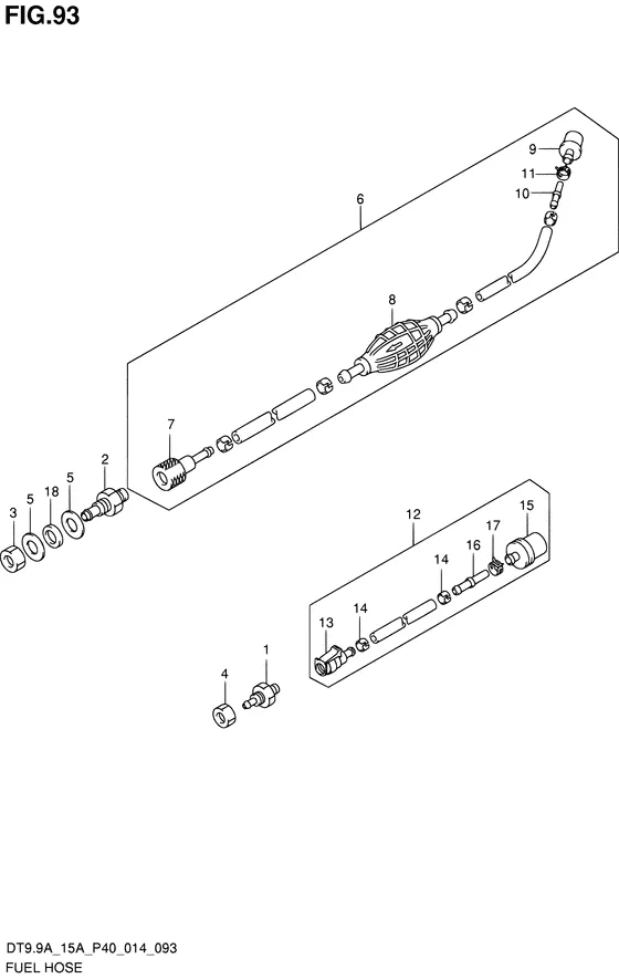 Топливный шланг ((DT9.9AK P36)) для Suzuki DT9.9A S/L; KS/L