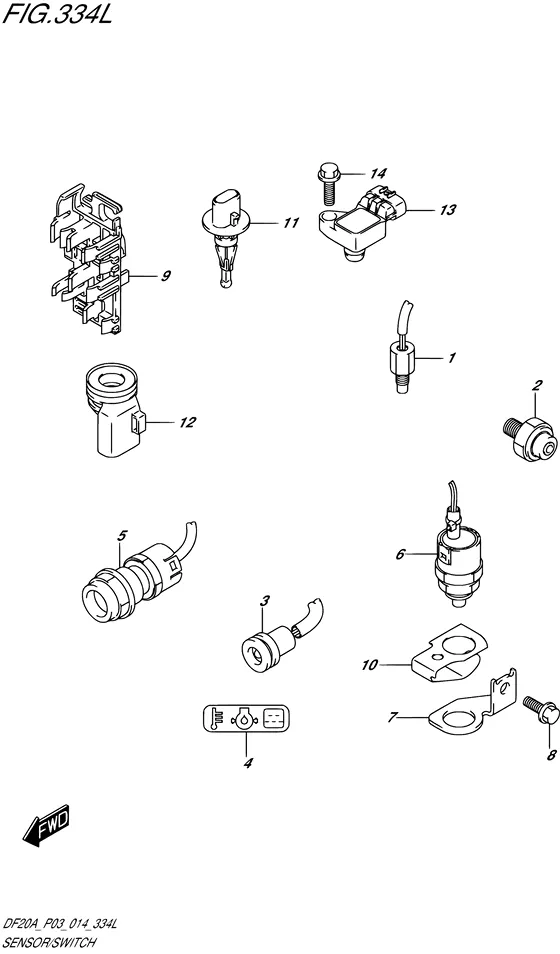 Датчик и выключатель ((DF20ATH P03)) для Suzuki DF15A S/L; RS/L; THS/L