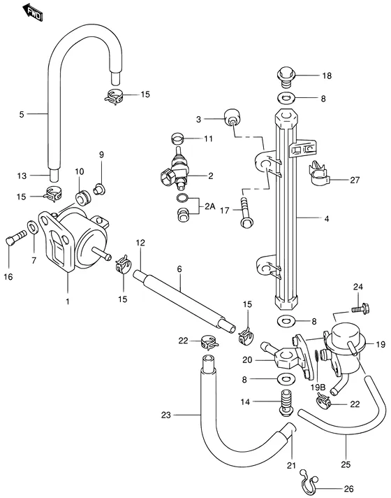 Топливная форсунка (NOTE : REFER TO FIG.17(C- 9) FOR DF60:971544~MODEL:09,DF70:972016~MODEL:09) для Suzuki DF70 TL/X; WT(H)L/X