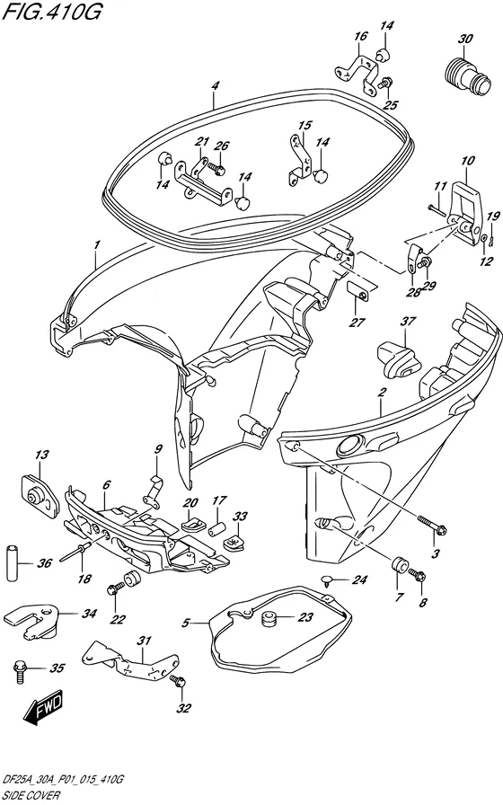 Боковая крышка ((DF30AT P01)) для Suzuki DF30A S/L; TS/L; THS/L; QHL