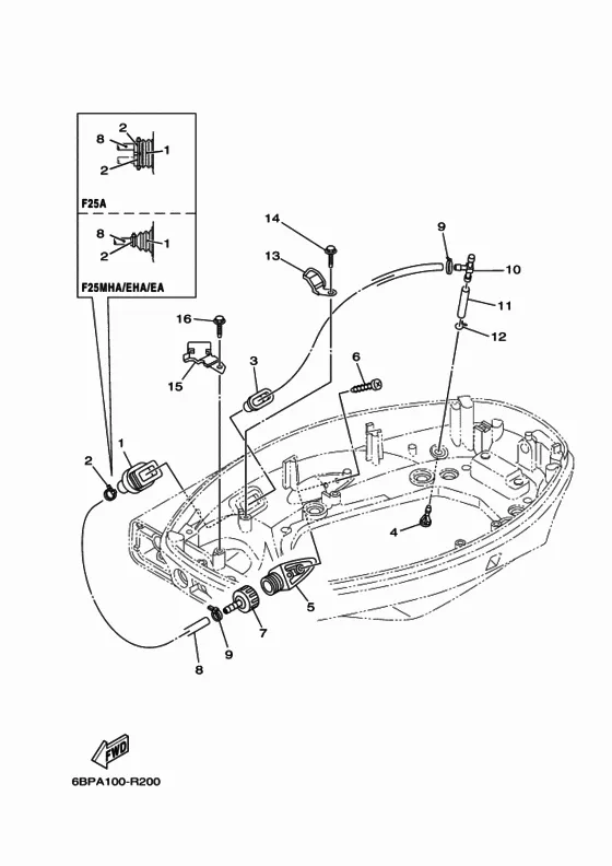 Нижний капот 2 для Yamaha F25 M(E/W)HTS/L/X
