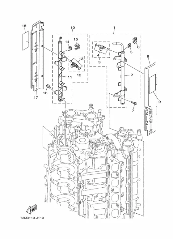 Дроссельный узел в сборе 2 для Yamaha F350 ETU/X