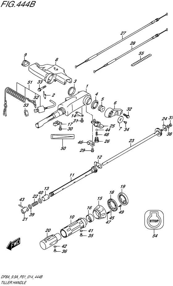 Румпель ((DF9.9A P01)) для Suzuki DF8A S/L; RS/L