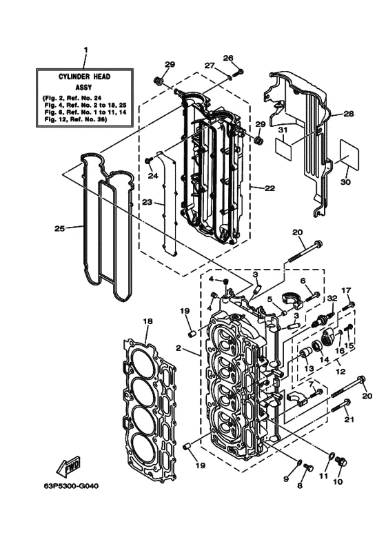 Цилиндр и картер 2 для Yamaha F150 ETL/X