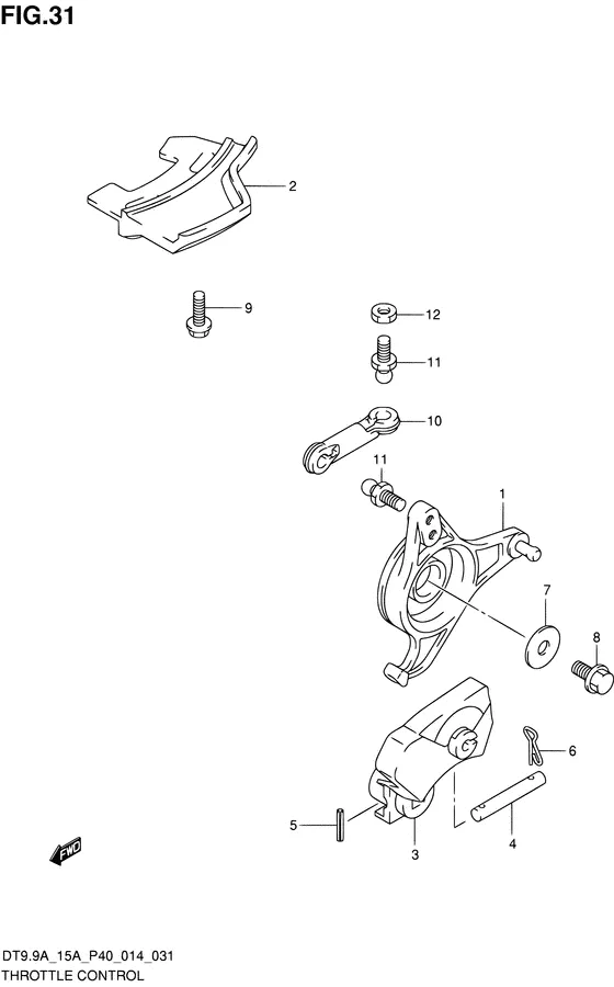 Управление дроссельной заслонкой ((DT9.9AK P36)) для Suzuki DT9.9A S/L; KS/L