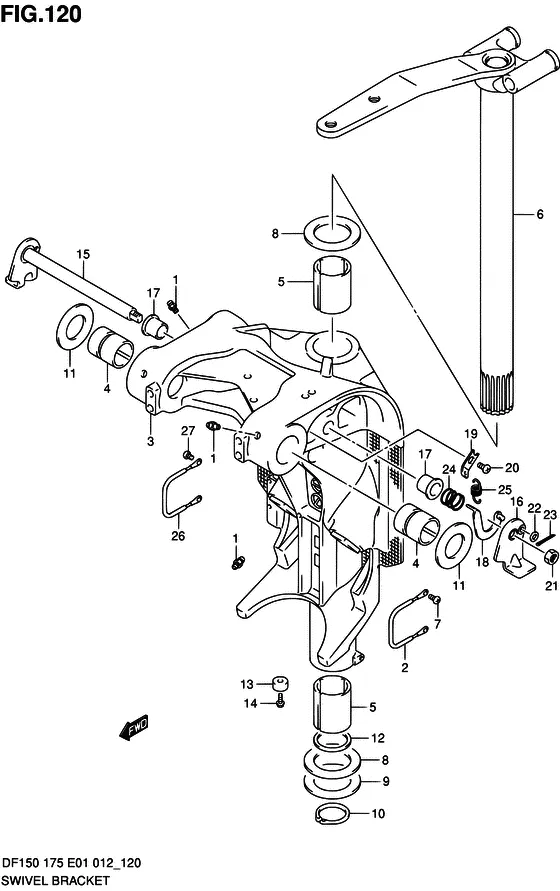 Поворотный кронштейн ((DF150T E01)) для Suzuki DF150 (Z)TL/X