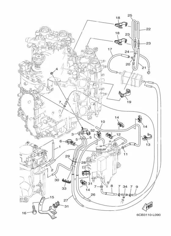 Впускная система 2 для Yamaha F250 ETX