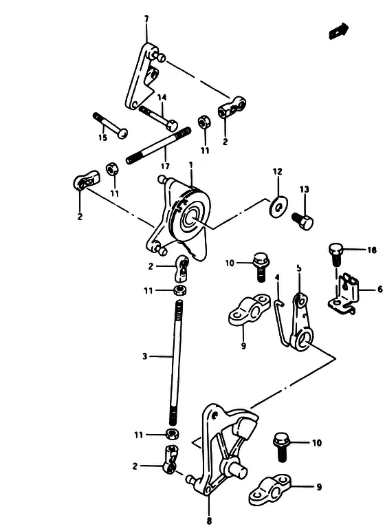 Управление дроссельной заслонкой ((DT40W,40WR)) для Suzuki DT40 WS/L/LL/L2/UL; WRS/L/LL/L2/UL; WKS/L/LL/L2/UL; WKRS/L/LL/L2/UL