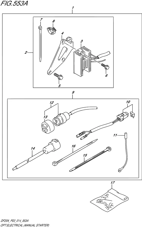 Опция: электрооборудование ((MANUAL STARTER) (DF9.9B P03)) для Suzuki DF9.9B S/L; RS/L; TS/L