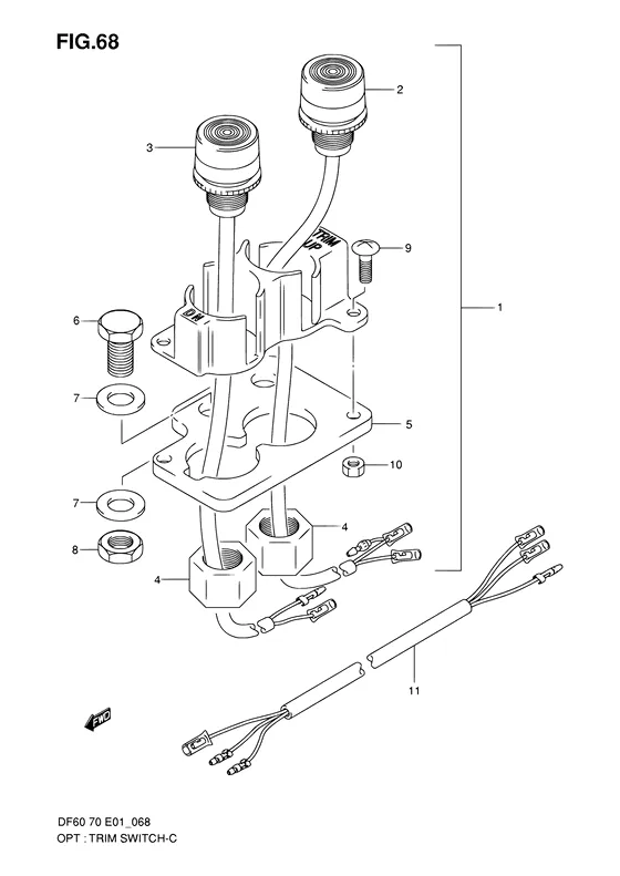 Опция: переключатель системы гидроподъема ((MODEL:98~04)) для Suzuki DF60 TL/X