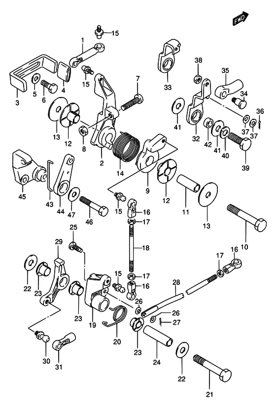 Звено дросселя ((WT,WQ,WHQ,MQ ~MODEL:94); NOTE : COLOR : 0ED (GRAY)) для Suzuki DT75 L/UL