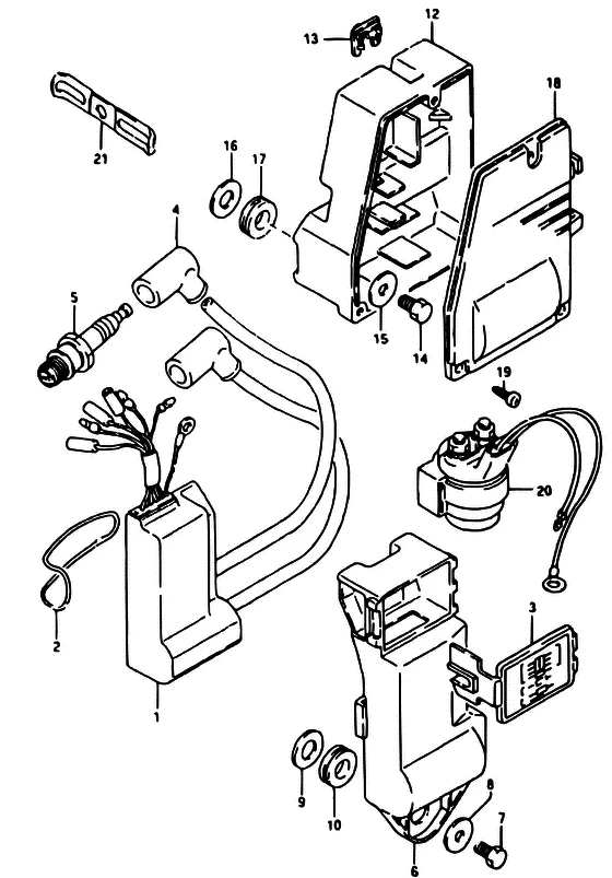 Зажигание ((~MODEL:95); NOTE : REFER TO FIG.22A(D-10) FOR MODEL:96~99) для Suzuki DT40 WS/L/LL/L2/UL; WRS/L/LL/L2/UL; WKS/L/LL/L2/UL; WKRS/L/LL/L2/UL