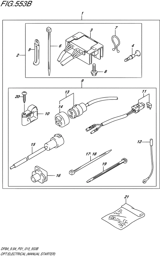 Опция: электрооборудование ((MANUAL STARTER) (DF9.9A P01)) для Suzuki DF9.9A S/L; ARS/L