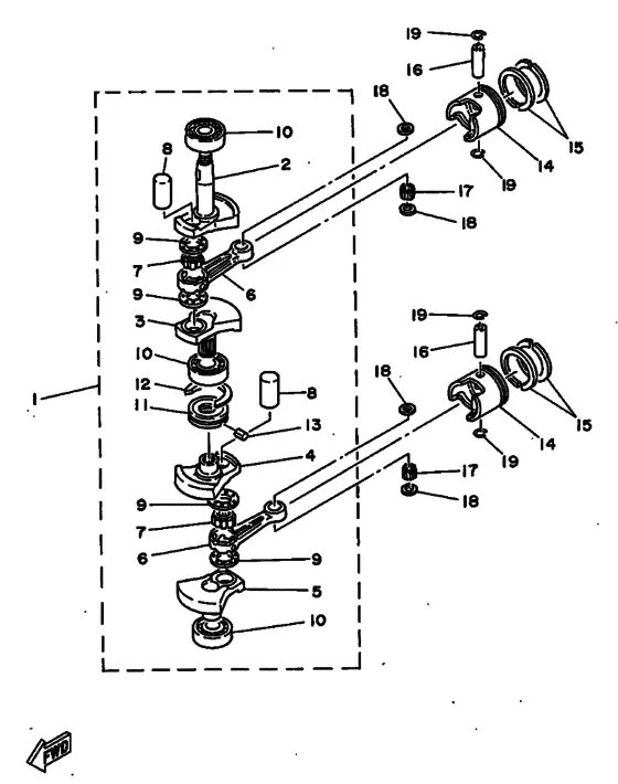 Коленчатый вал & Поршень для Yamaha 8 MHS/L