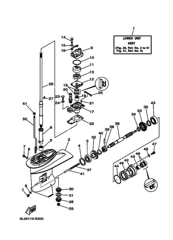 Редуктор & привод для Yamaha 25 MHOS/L