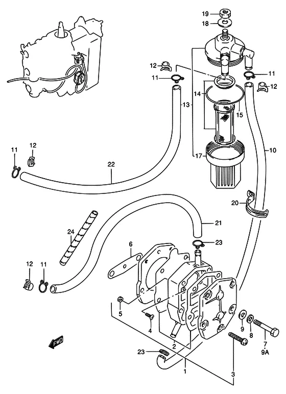 Топливный насос (NOTE : REFER TO FIG.6A(B-12) FOR MODEL:95~99) для Suzuki DT65 S/L/LL