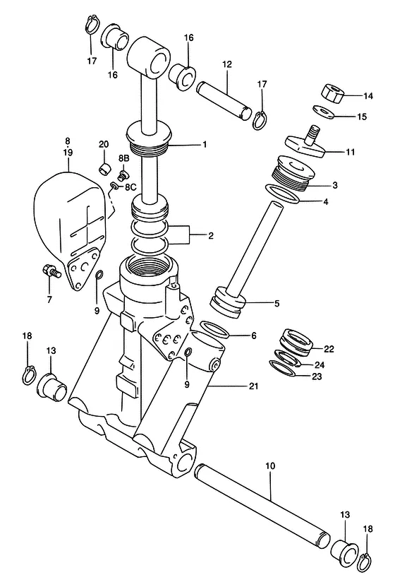 Цилиндр гидроподъема ((MODEL:95~00)) для Suzuki DT75 L/UL