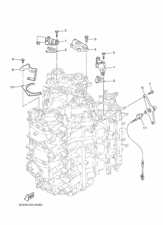 Цилиндр и картер 3 для Yamaha F225 ETX