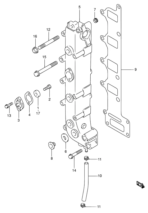 Выпускной коллектор для Suzuki DF70 TL/X; WT(H)L/X