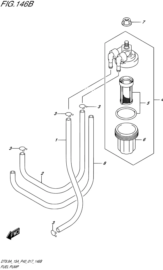 Топливный насос ((DT9.9A P36)) для Suzuki DT15A S/L; KS/L
