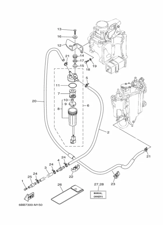 Топливная система 1 для Yamaha F225 ETL