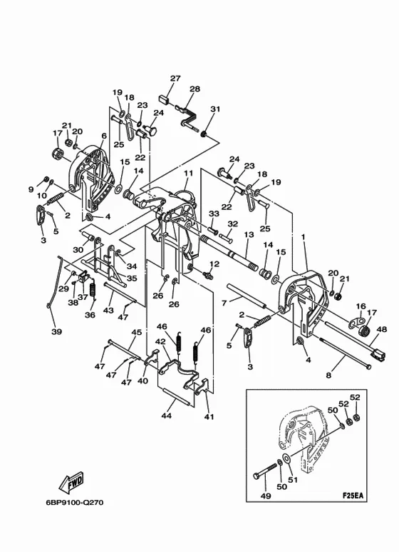 Кронштейн 2 для Yamaha F25 M(E/W)HTS/L/X