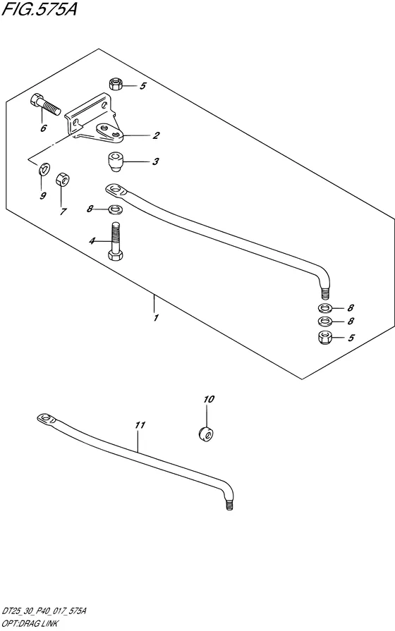 Опция: продольная рулевая тяга для Suzuki DT30 S/L; RS/L