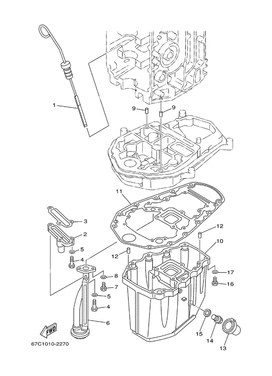 Масляный поддон для Yamaha F40 M(E/H/D/T)S/L