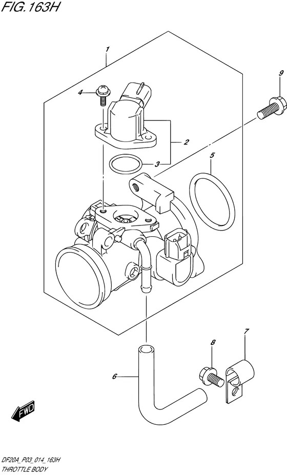 Дроссельная заслонка ((DF20A P03)) для Suzuki DF9.9B S/L; RS/L; TS/L