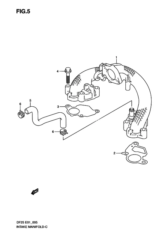 Всасывающий коллектор для Suzuki DF25 V-twin S/L; RS/L; QS/L; TS/L