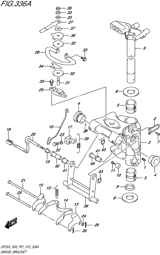 Поворотный кронштейн ((DF25A P01)) для Suzuki DF30A S/L; TS/L; THS/L; QHL