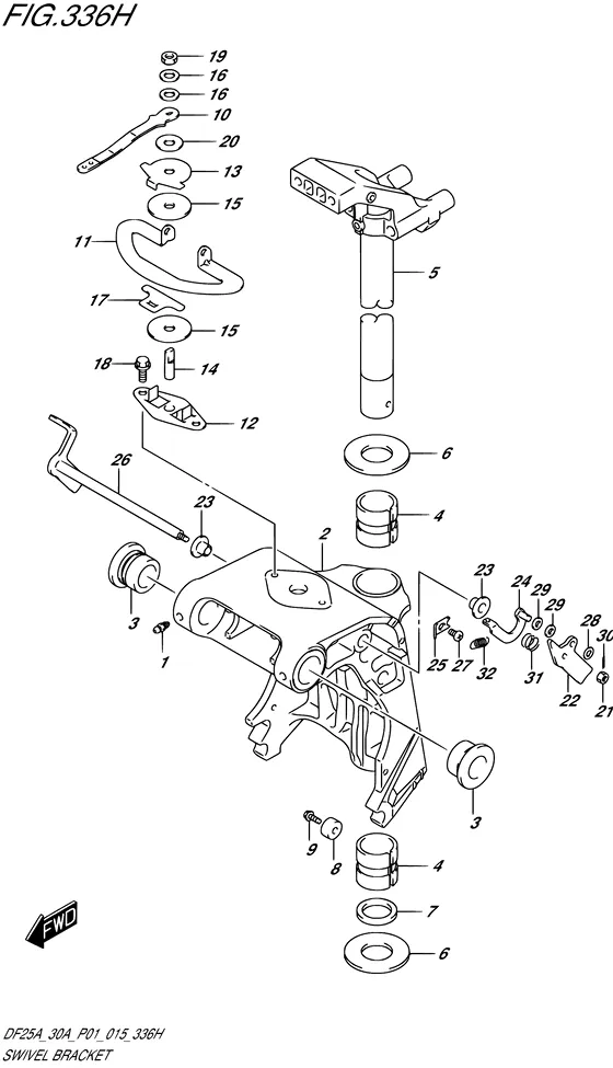 Поворотный кронштейн ((DF30ATH P01)) для Suzuki DF30A S/L; TS/L; THS/L; QHL