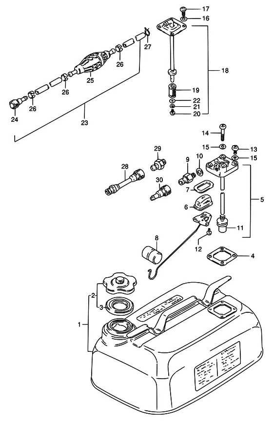 Топливный бак ((DT5,DT6,DT8/MODEL:86,87)(15L)) для Suzuki DT6 S/L