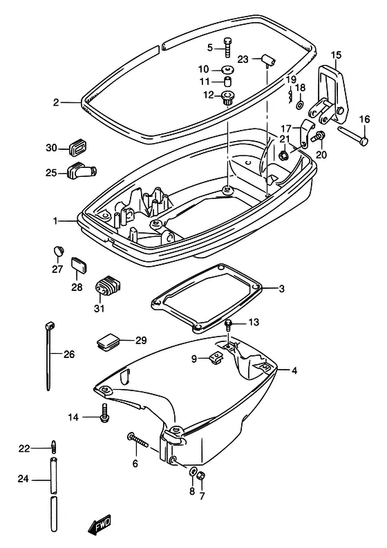 Нижняя крышка для Suzuki DT40 WS/L/LL/L2/XL; WRS/L/LL/L2/XL; WKS/L/LL/L2/XL; WKRS/L/LL/L2/XL