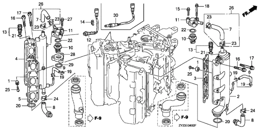Выпускной коллектор и термостат для Honda 200