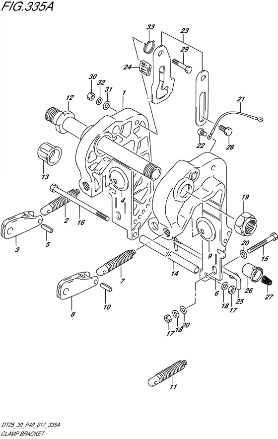 Зажимной кронштейн для Suzuki DT30 S/L; RS/L