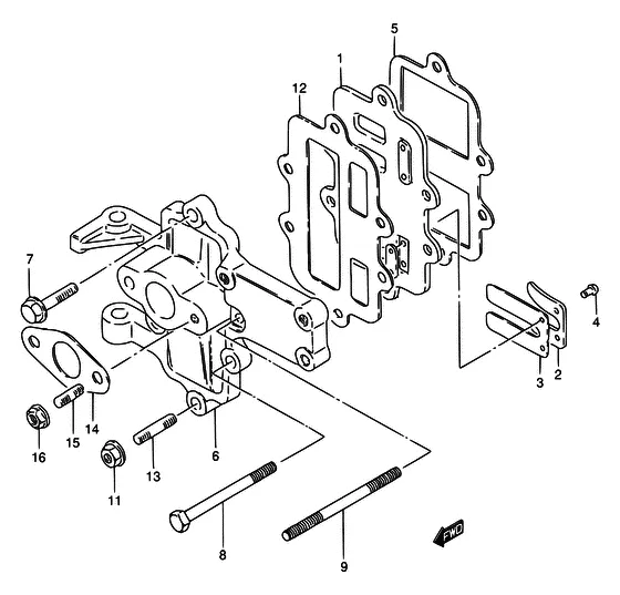 Клапан ((DT5 ~MODEL:94); NOTE : REFER TO FIG.7 (B-11) FOR DT5 MODEL:95~98 REFER TO FIG.8 (B-12) FOR DT6 REFER TO FIG.9 (B-13) FOR DT8) для Suzuki DT5 S/L