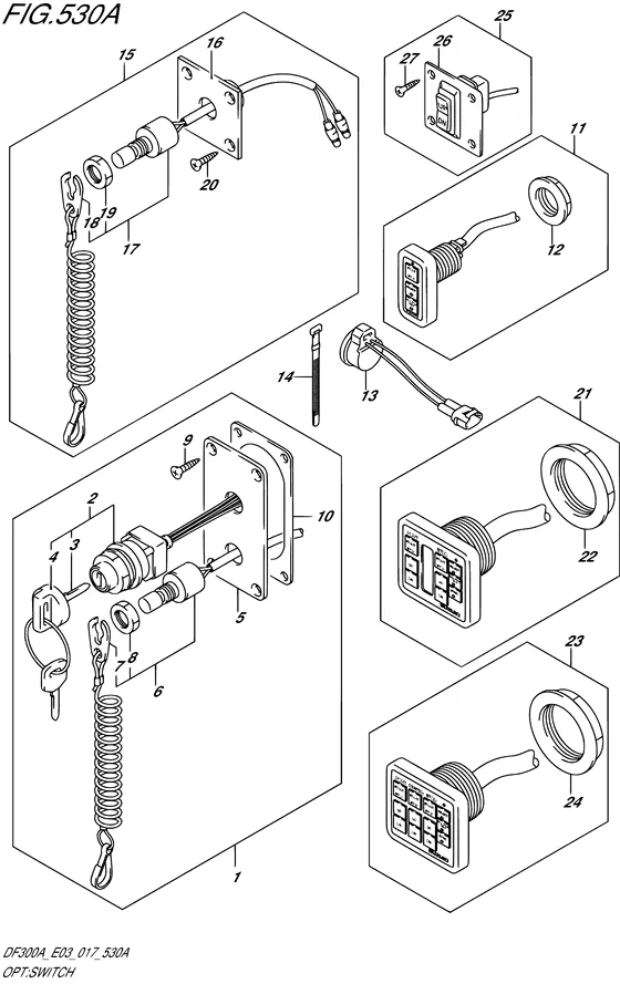 Опция: выключатель для Suzuki DF250A PX/XX