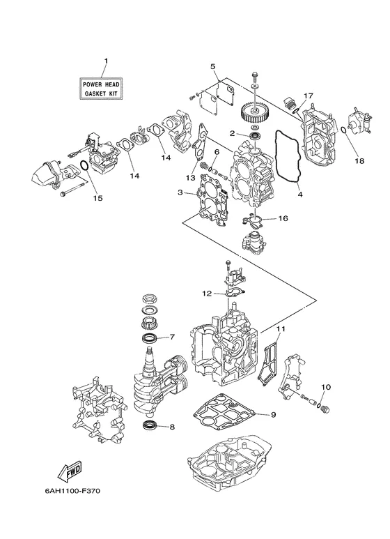 Ремонтный комплект 1 для Yamaha F15 M(E/W/H/P)S/L