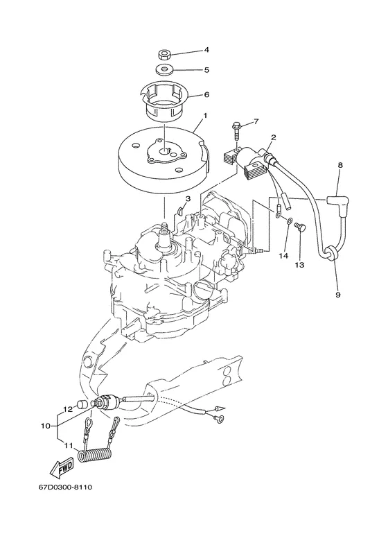 Генератор для Yamaha F4 MHS/L
