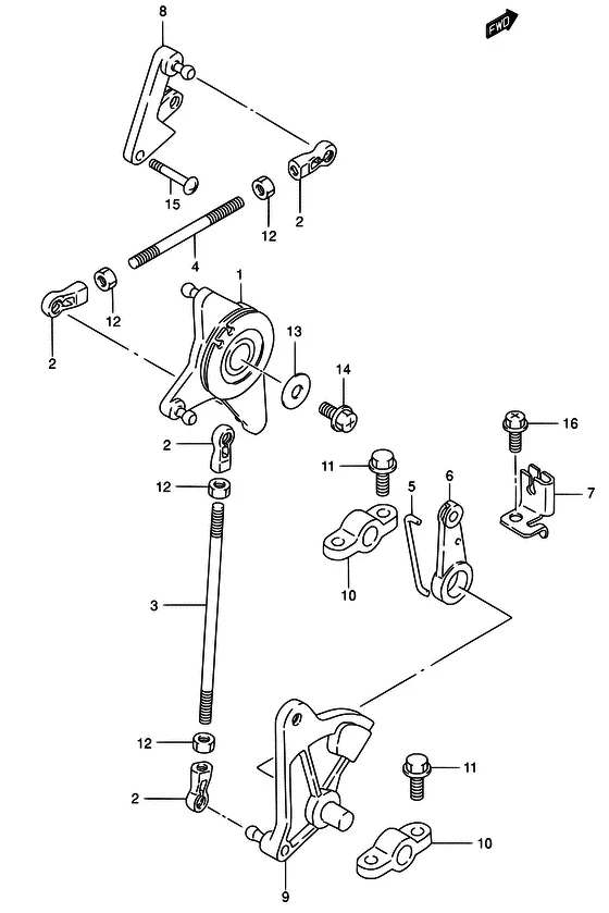 Управление дроссельной заслонкой ((DT40W,40WR); NOTE : REFER TO FIG.13(C- 5) FOR DT40WK) для Suzuki DT40 WS/L/LL/L2/XL; WRS/L/LL/L2/XL; WKS/L/LL/L2/XL; WKRS/L/LL/L2/XL