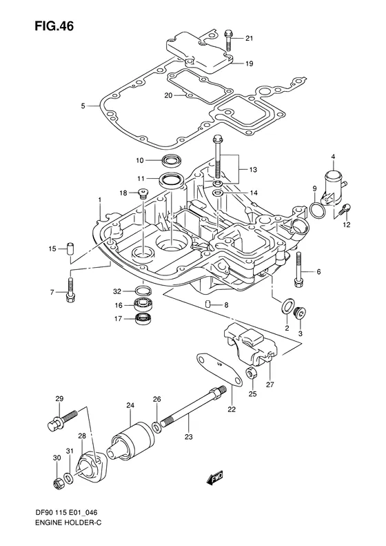 Кронштейн двигателя ((DF90:680686~,DF115:681518~,DF100)) для Suzuki DF115 (Z)TL/X; W(Z)TL/X