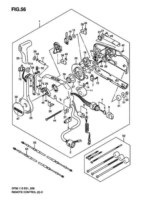 Дистанционное управление ((MODEL:04); NOTE : REFER TO FIG.57(I- 8) FOR MODEL:05~) для Suzuki DF100 TL/X
