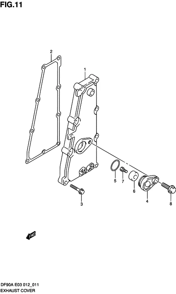 Крышка выпускной системы для Suzuki DF80A T(H)L/X