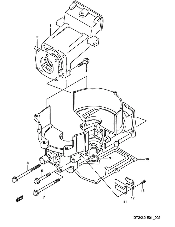 Цилиндр ((DT2/DT2.2,MODEL:90~00); NOTE : COLOR : 0ED (GRAY)) для Suzuki DT2 S/L