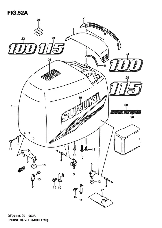 Крышка двигателя ((MODEL:10~)) для Suzuki DF100 TL/X