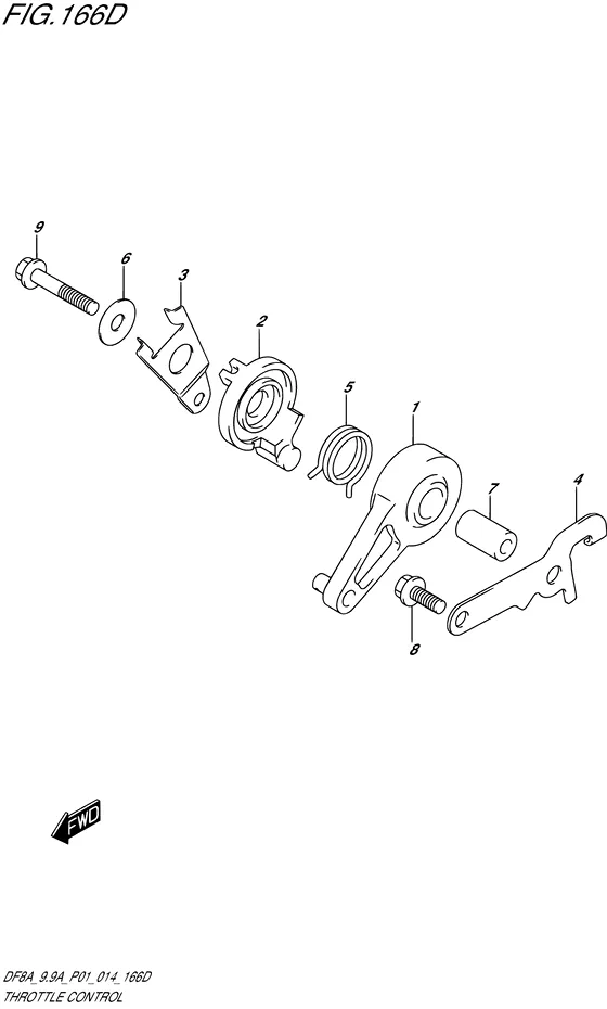 Управление дроссельной заслонкой ((DF9.9AR P01)) для Suzuki DF8A S/L; RS/L