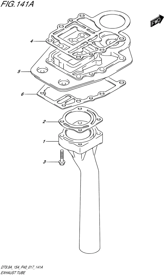 Выхлопная труба ((DT9.9A P40)) для Suzuki DT15A S/L; KS/L