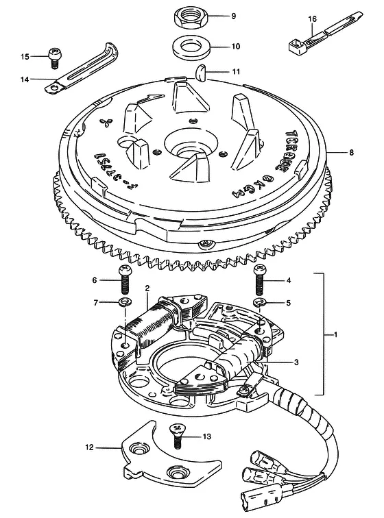Статор & Ротор ((~MODEL:95); NOTE : REFER TO FIG.18(D-5) FOR MODEL:96~00) для Suzuki DT15 S/L; KS/L/UL